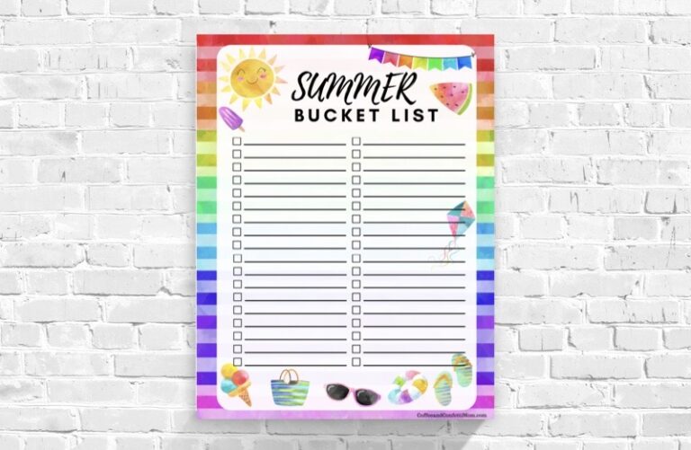 Summer Bucket List 2020 - Free Printable