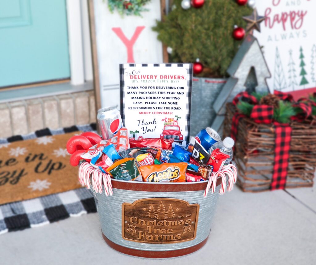 Delivery Driver Snack Basket Idea And Sign