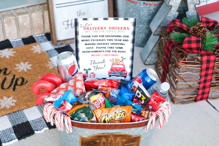 Delivery Driver Snack Basket Idea and Sign