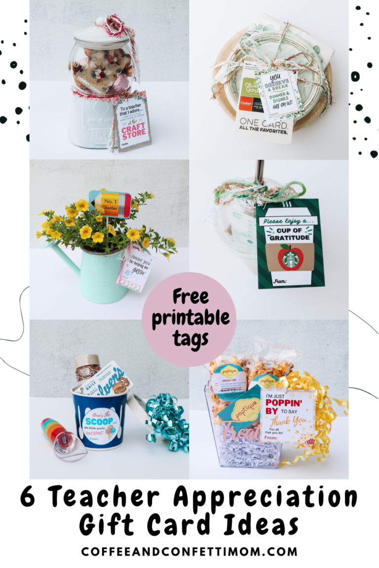 6 TEACHER APPRECIATION GIFT CARD IDEAS WITH FREE PRINTABLES